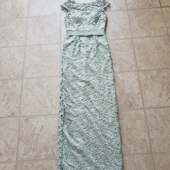 Mint Cap-Sleeve Illusion Lace Gown - Picture 5 of 5